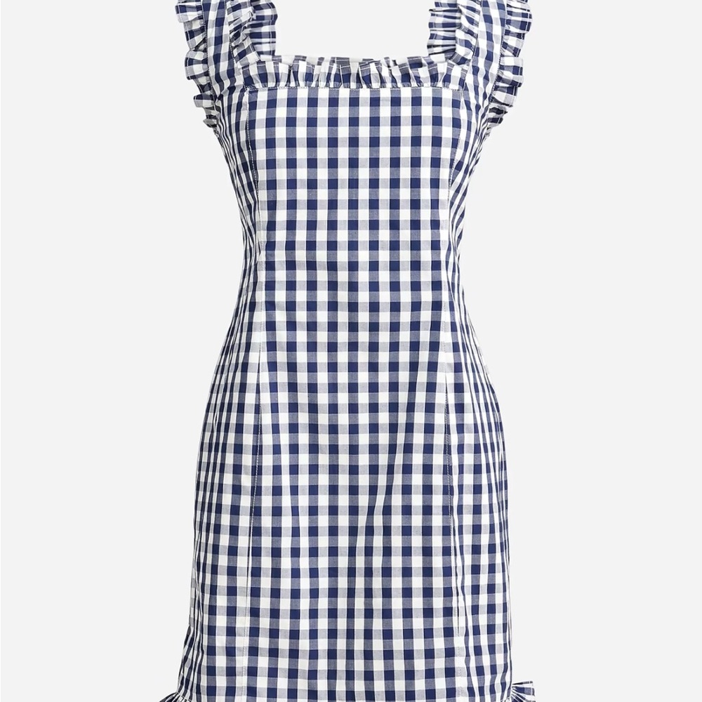 J. Crew Ruffle-trim stretch cotton poplin mini dress in gingham